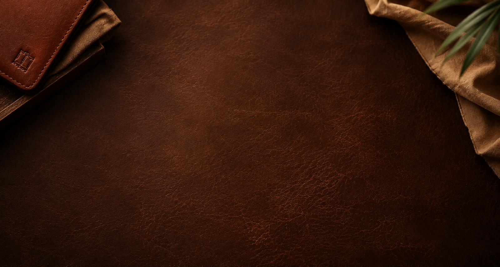 Genuine leather wallet on a leather desk